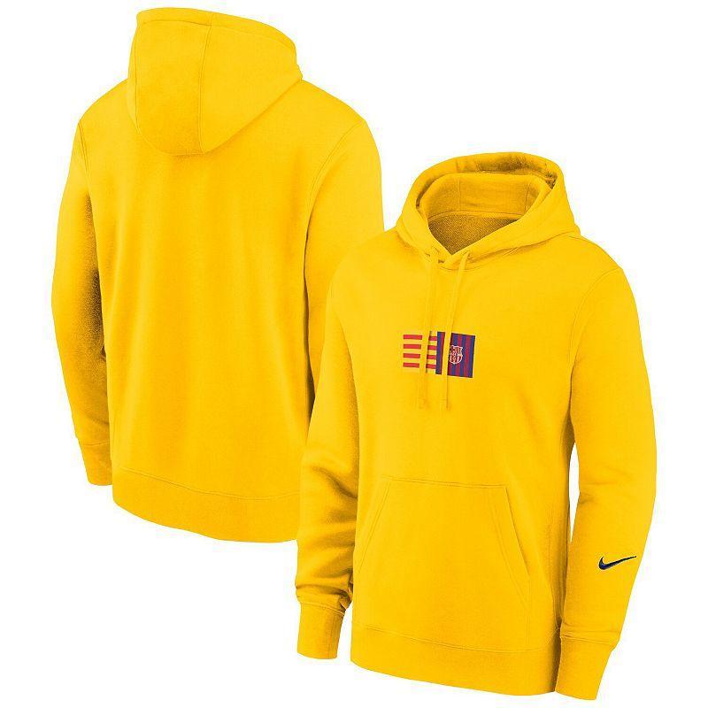 Mens Nike Yellow Barcelona Club Logo Pullover Hoodie Product Image