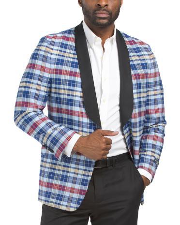 Regent Regular Fit Shawl Collar Madras Tuxedo Jacket for Women Product Image