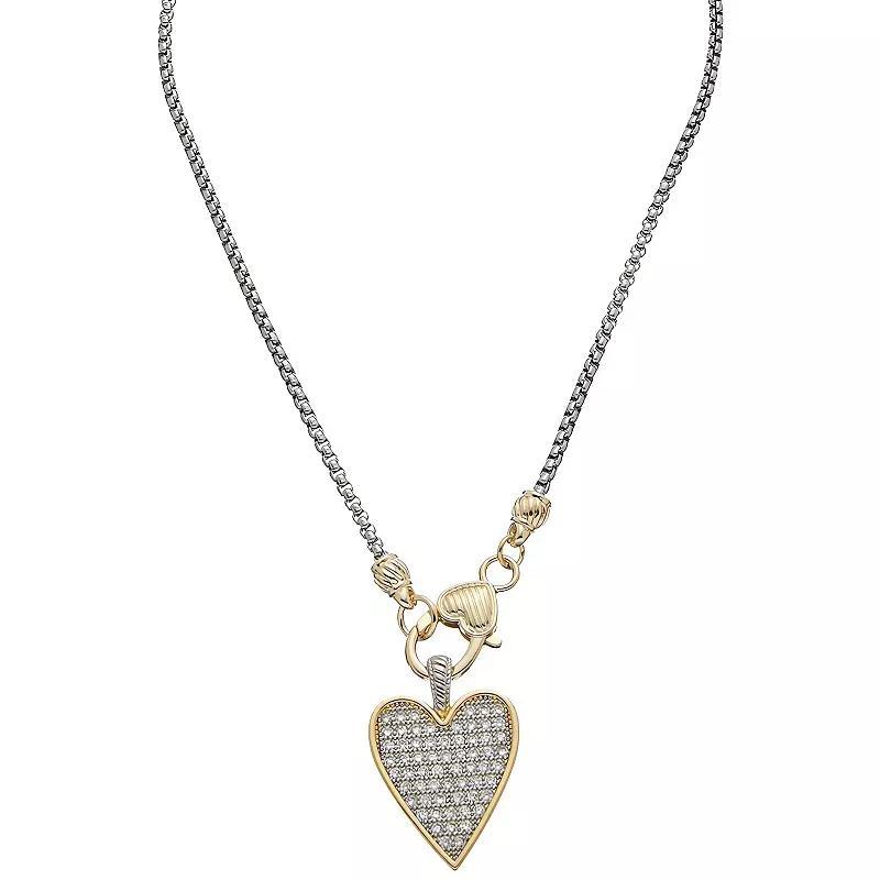 Juvell Two-Tone 18k Gold Plated Cubic Zirconia Heart Necklace, Womens Two Tone Product Image