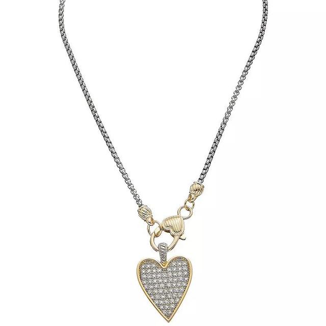 Juvell Two-Tone 18k Gold Plated Cubic Zirconia Heart Necklace, Womens Two Tone Product Image