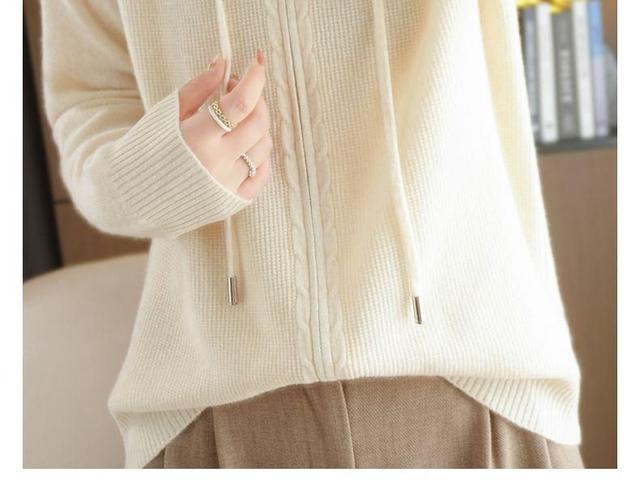 Drawstring Ribbed Hooded Zip Cardigan Product Image