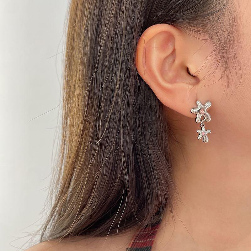 Rhinestone Floral Drop Earring Product Image