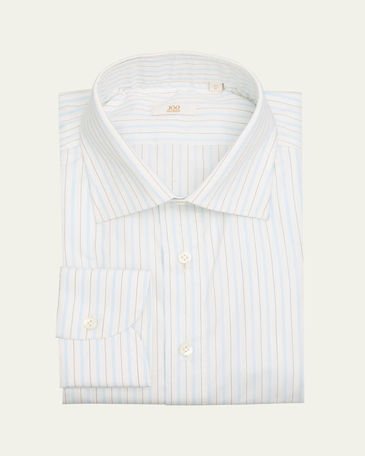 Mens Cotton Multi-Stripe Dress Shirt Product Image