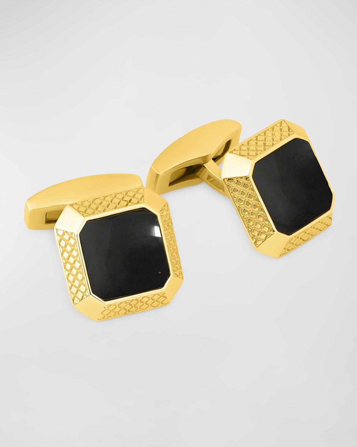 Mens Gold-Plated Onyx Cufflinks Product Image