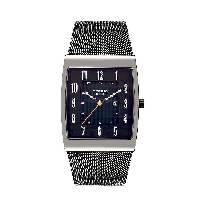 Mens BERING Slim Solar Grey Stainless Steel Watch Silvertone Product Image