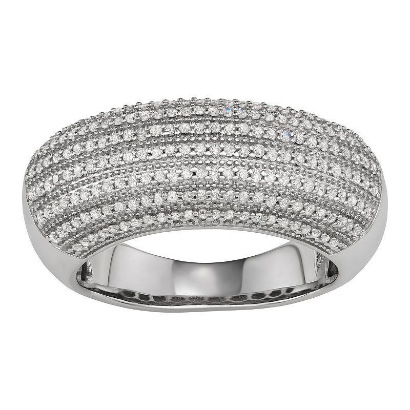 Jewelexcess Sterling Silver 1/2 Carat T.W. Diamond Pave Ring, Womens Product Image