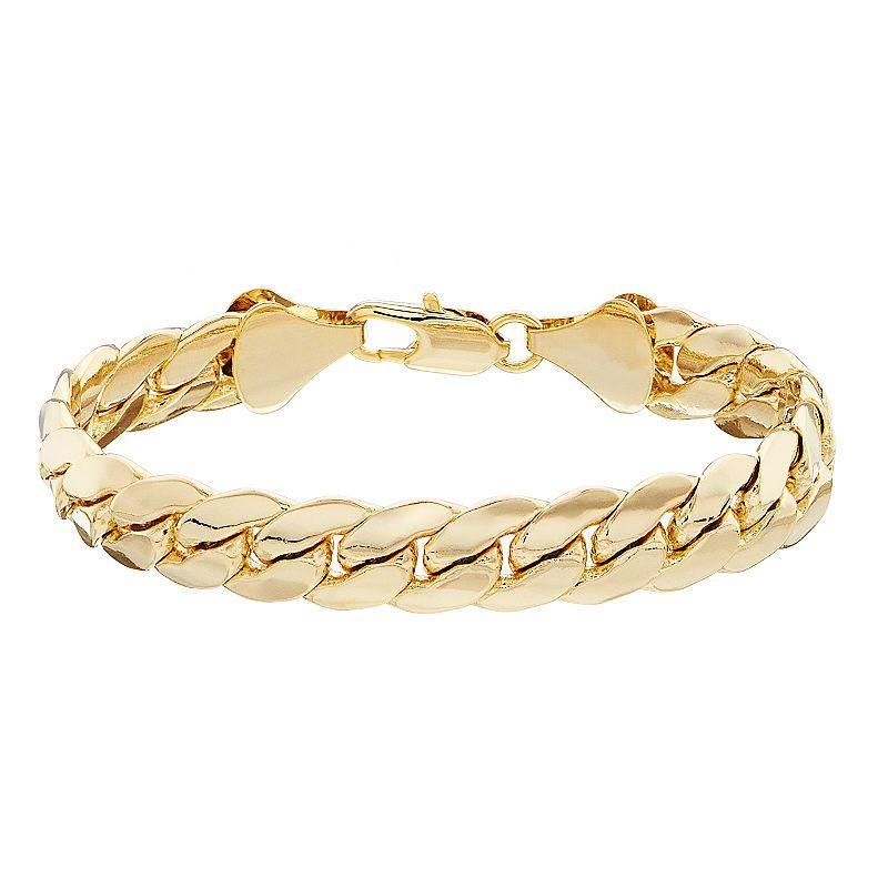 Mens Unbranded Mens 14K Gold over Brass Miami Cuban Chain Bracelet Gold Tone Product Image