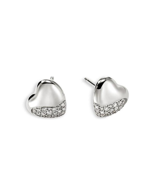 Womens Pebble Sterling Silver & 0.25 TCW Diamond Heart Stud Earrings Product Image