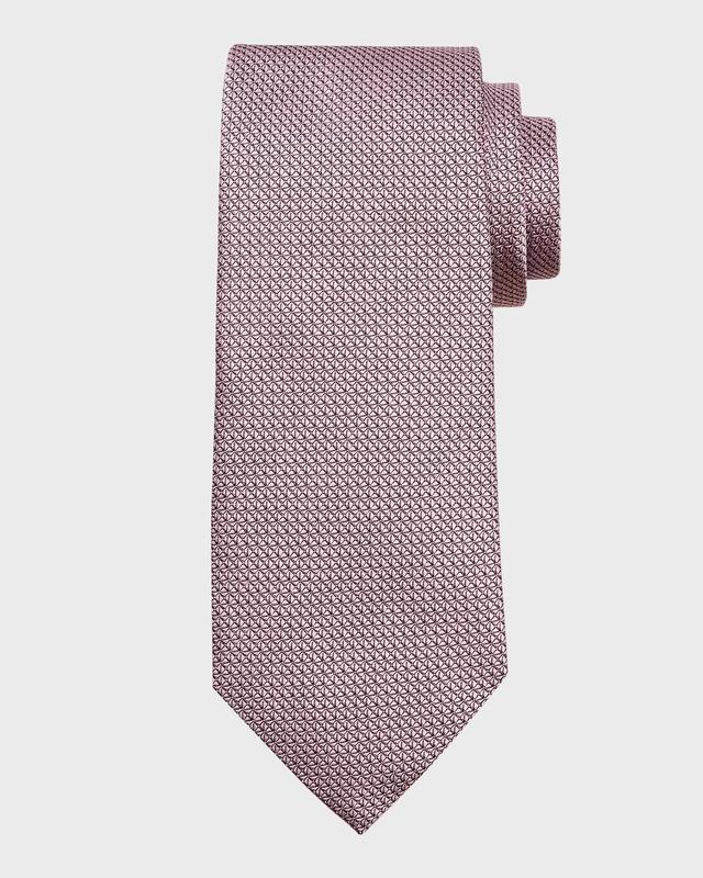 Men's Micro-Geometric Jacquard Silk Tie Product Image