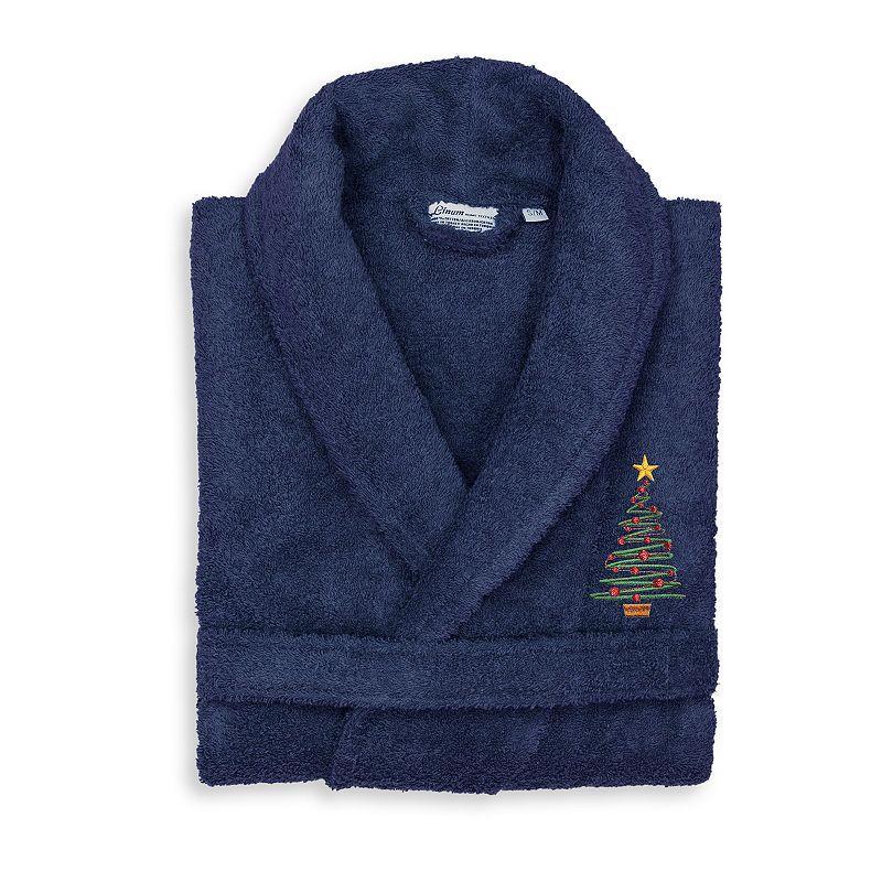 Linum Home Textiles Turkish Cotton Terry Embroidered Christmas Tree Bathrobe, Womens Product Image