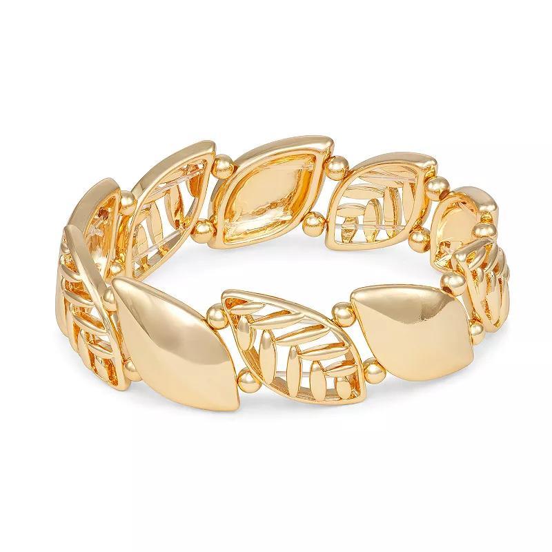 Napier Gold Tone Fall Leaves Stretch Bracelet, Womens Product Image