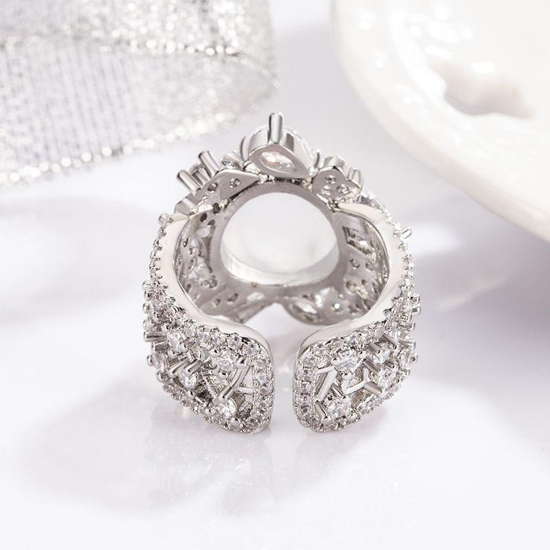 Faux Gemstone Rhinestone Alloy Open Ring Product Image