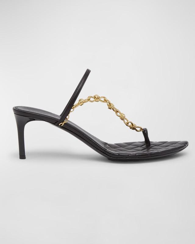 Leather Chain Toe-Ring Slide Sandals Product Image