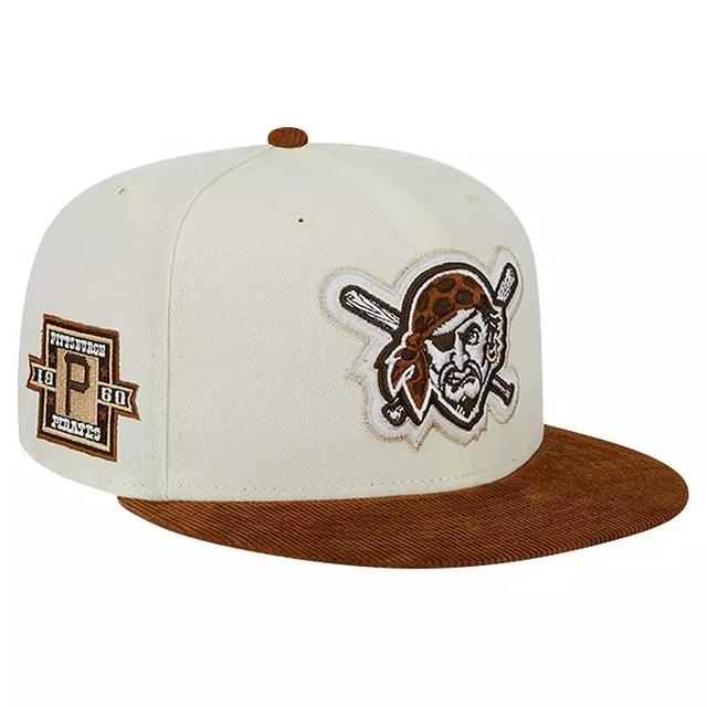 Mens New Era Cream Pittsburgh Pirates Chrome Corduroy Visor 59FIFTY Fitted Hat Product Image