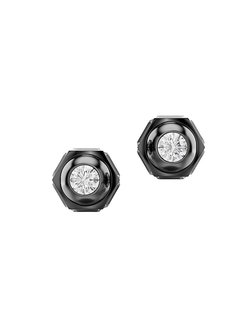 Womens Numina Ruthenium-Plated & Swarovski Crystal Hexagonal Stud Earrings Product Image