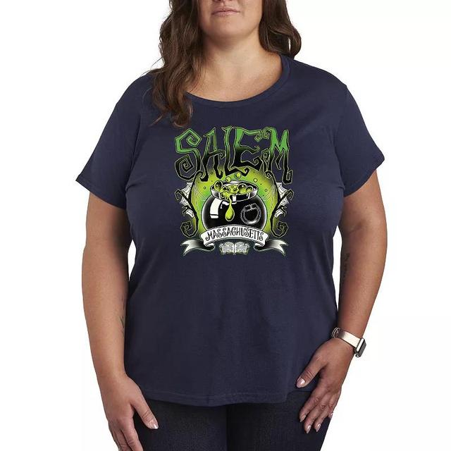 Plus Size Salem Witchy Collegiate Graphic Tee, Womens Grey Green Product Image