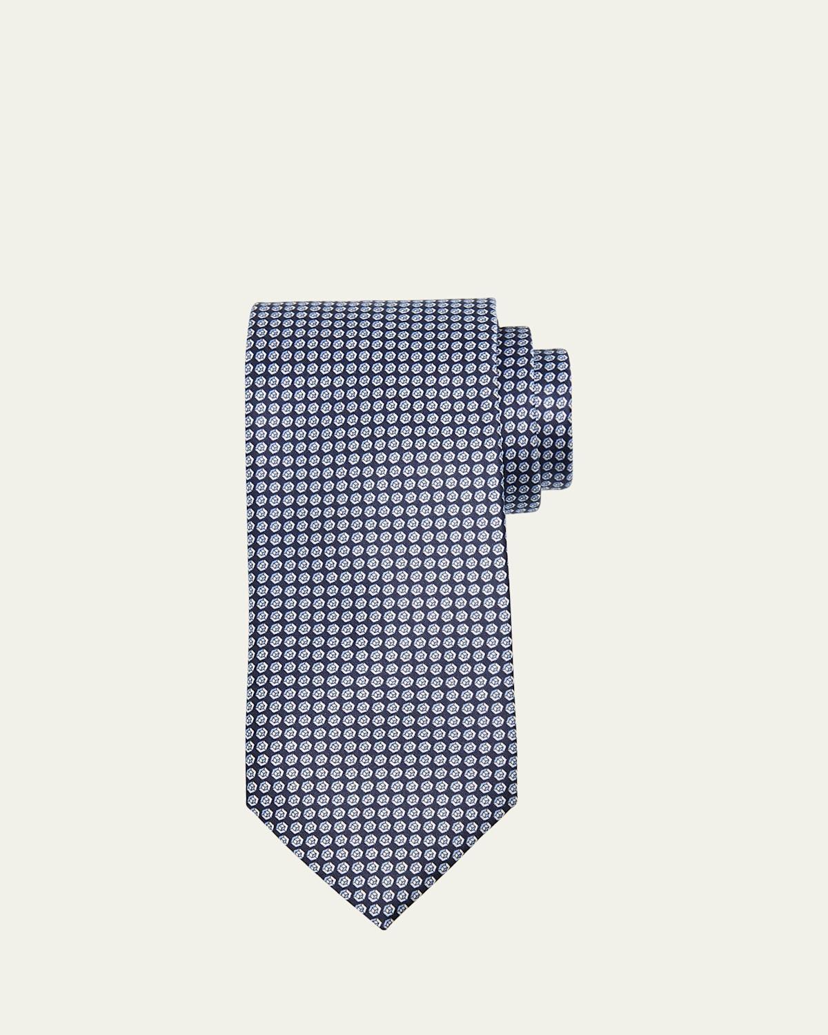 Mens Micro-Geometric Silk Tie Product Image