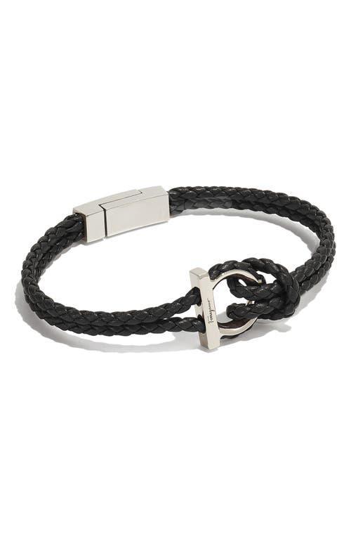 FERRAGAMO Mens Braided Leather Bracelet Product Image