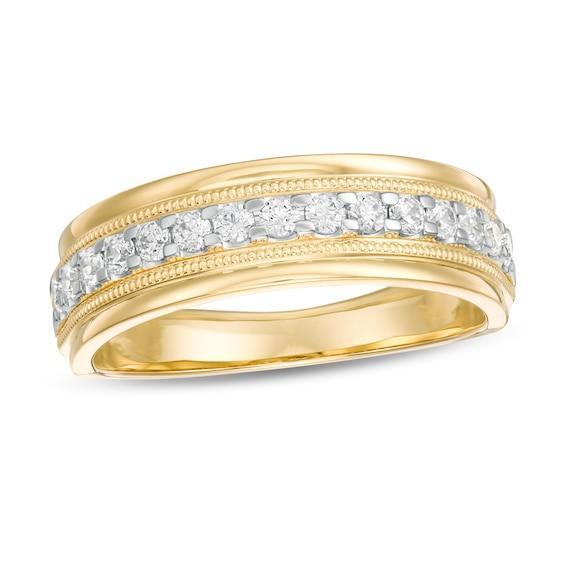 Men's 1/2 CT. T.w. Diamond Milgrain Wedding Band in 10K Gold Product Image