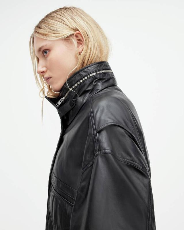 Clay Oversized Leather Jacket Product Image