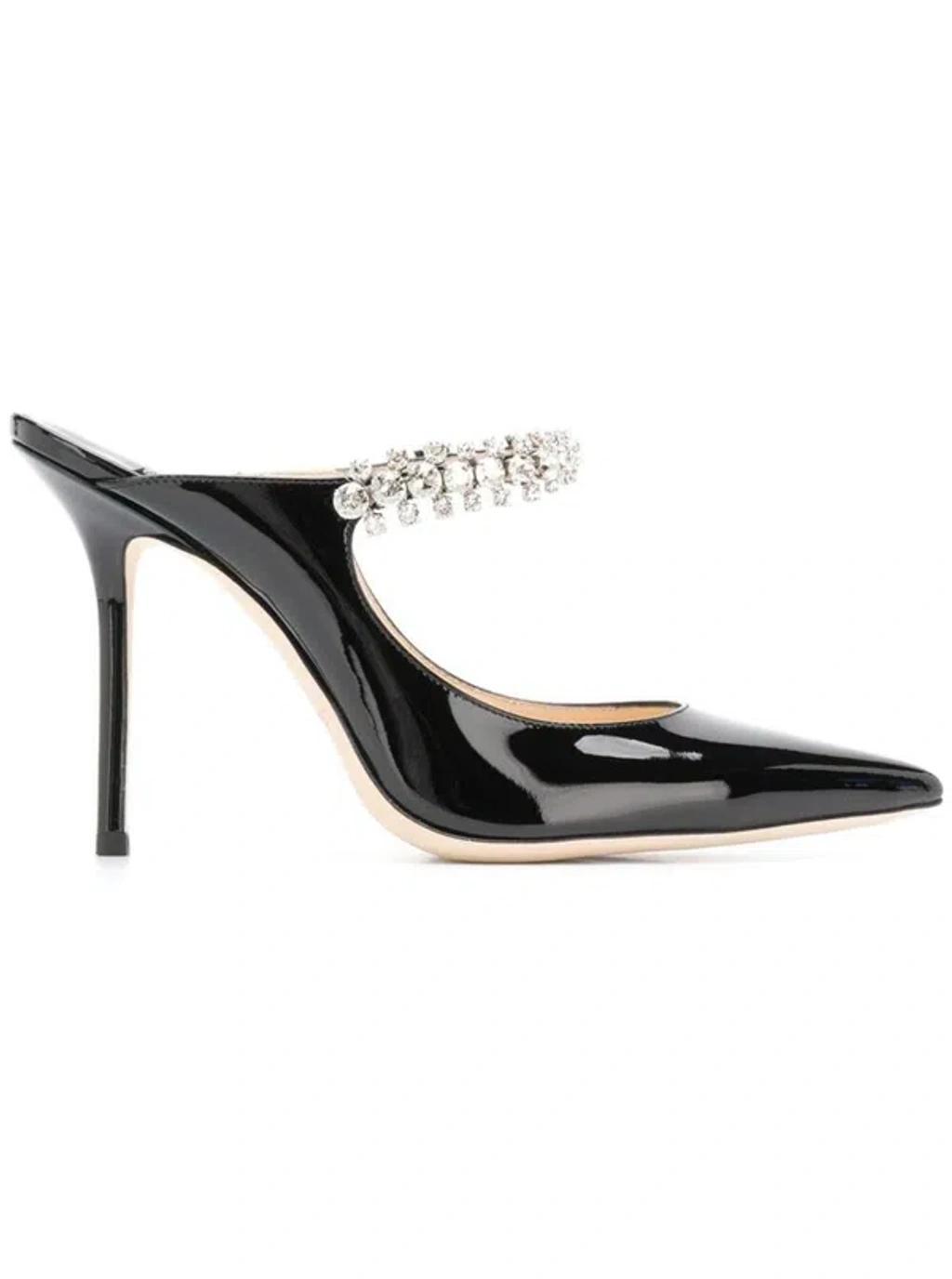 JIMMY CHOO Black Pumps With Crystal Strap In Patent Leather Woman In Grey product image