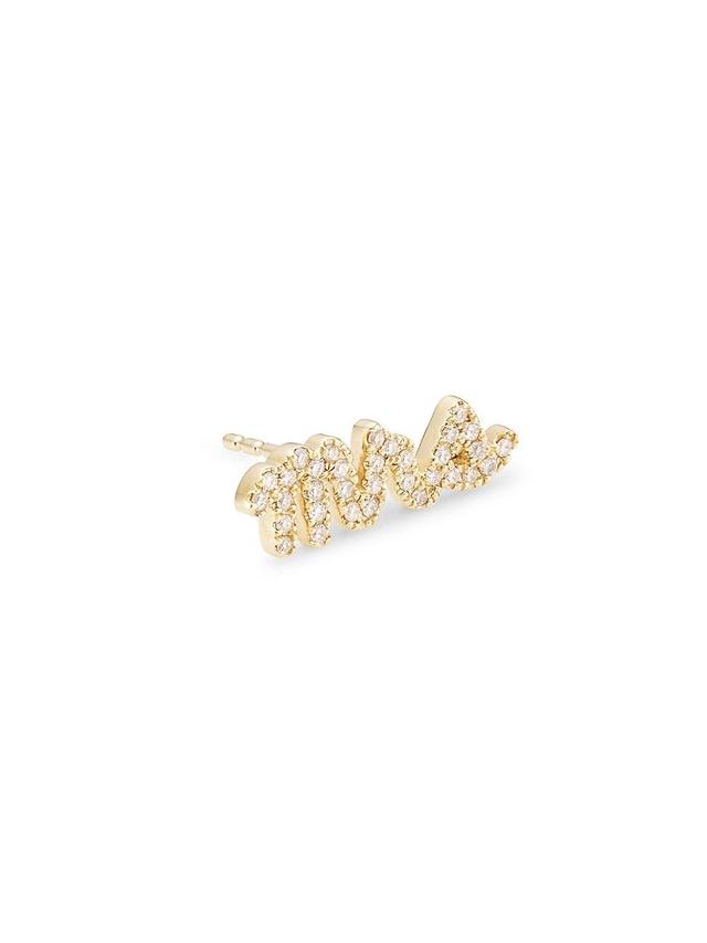 Womens 14K Yellow Gold & Diamond Mrs Stud Earring Product Image