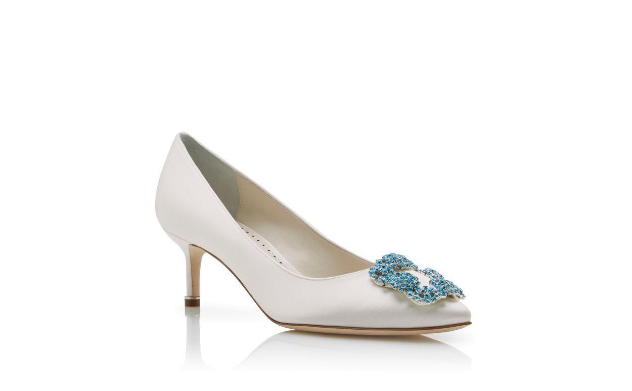 HANGISI BRIDE 50 White Satin Jewel Buckle Pumps Product Image