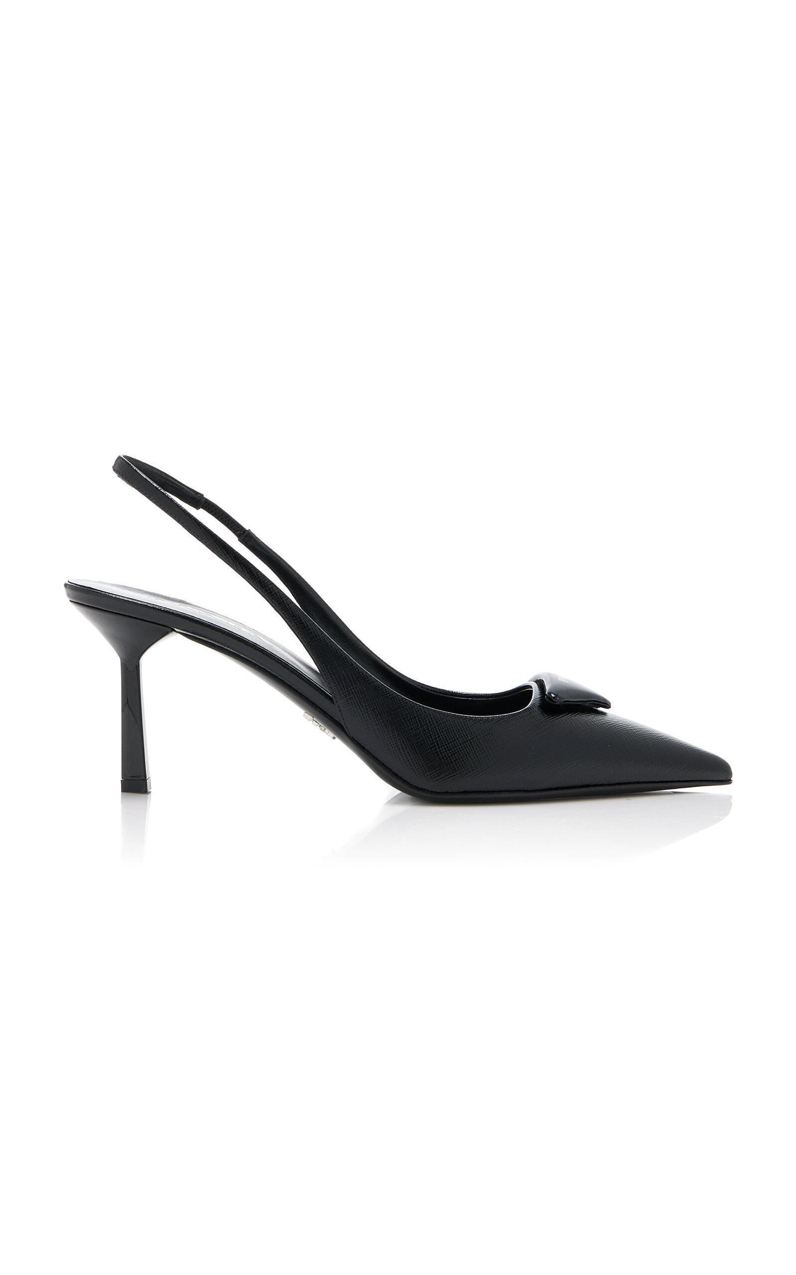 PRADA Vernice Leather Slingback Pumps In Black Product Image