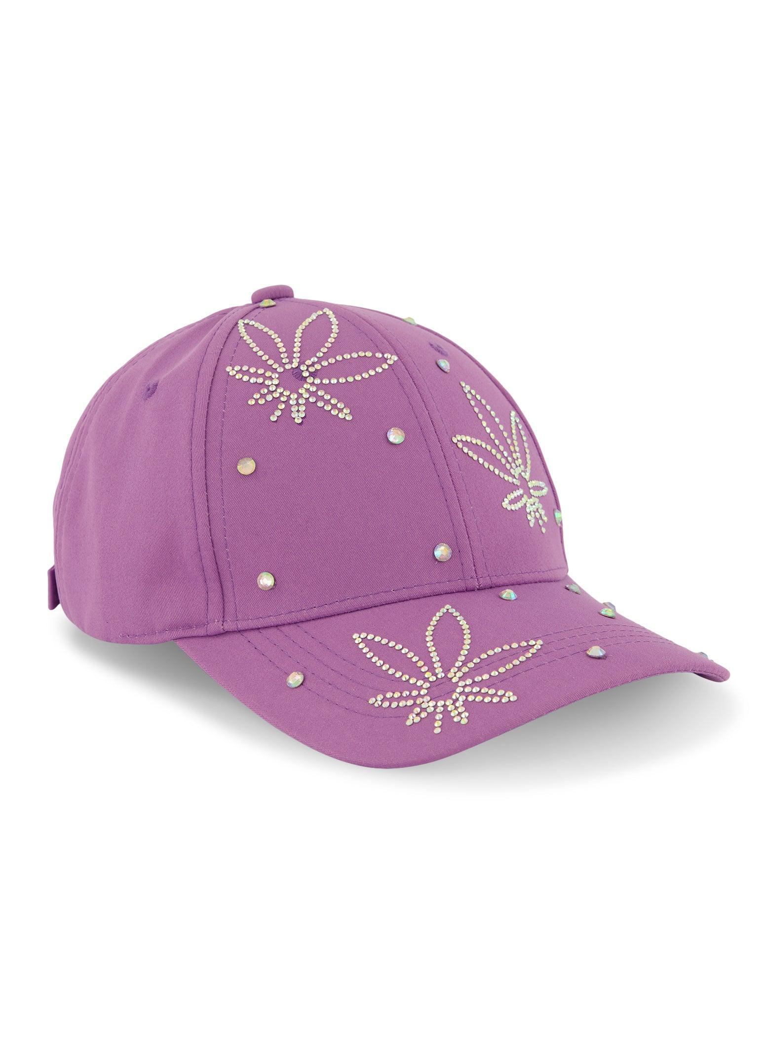 Womens Flower Rhinestone Baseball Cap Product Image