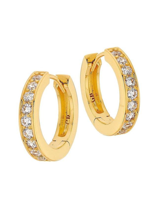 Womens Medium 18K Gold-Plated & Cubic Zirconia Huggie Hoop Earrings Product Image