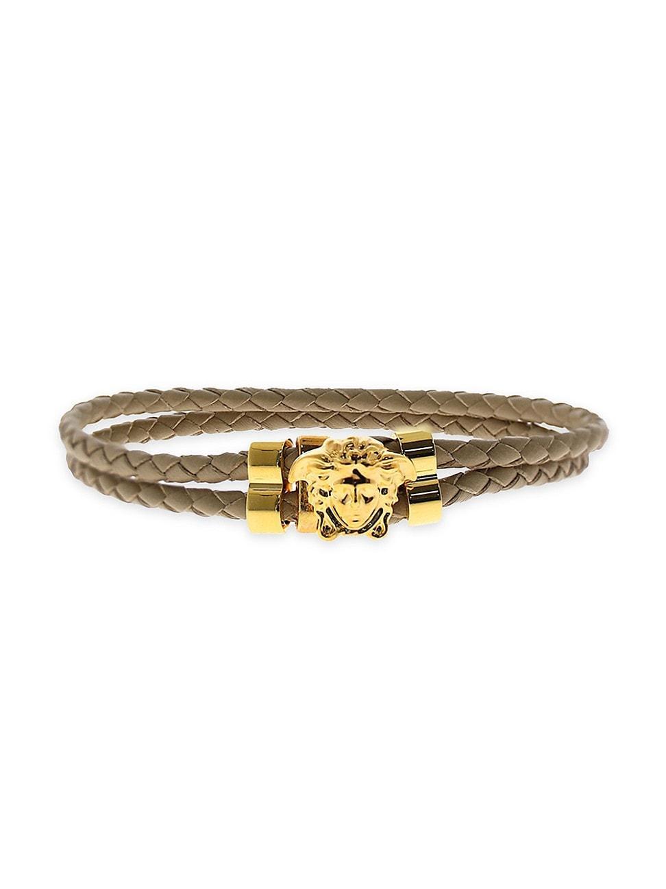 Mens Medusa Braided Leather Bracelet Product Image