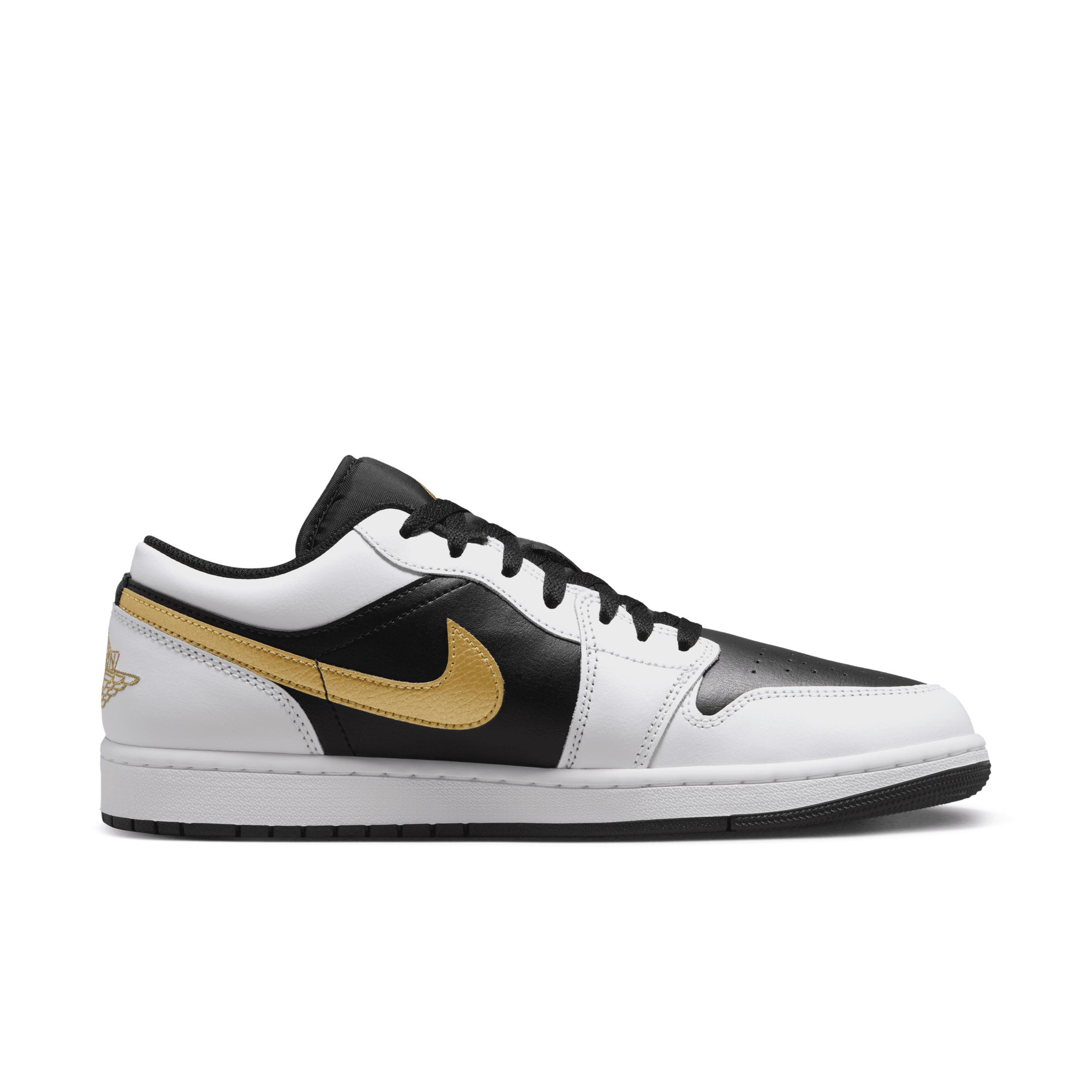 Jordan Mens Jordan AJ 1 Low - Mens Shoes Gold/White/Black Product Image