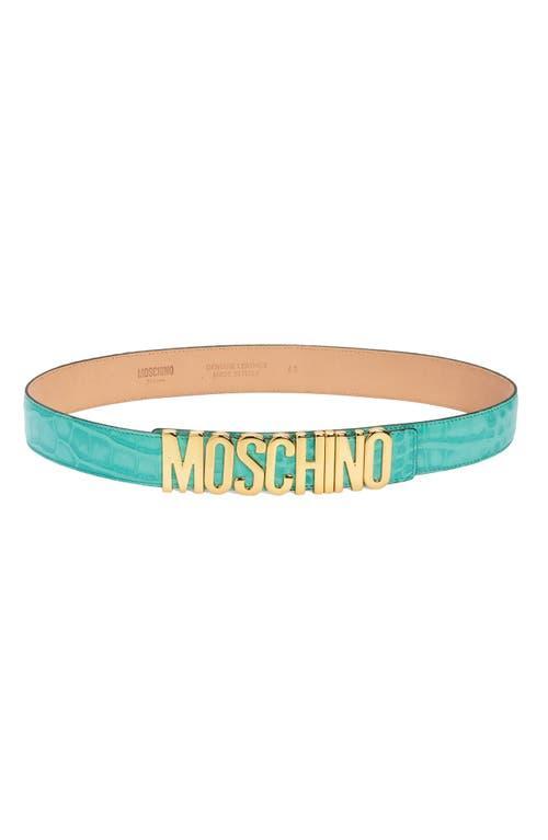 Moschino Large Logo Croc Embossed Leather Belt Product Image