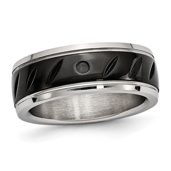 Men's 8.0mm Carved Inlay Band in Two-Tone Stainless Steel Product Image