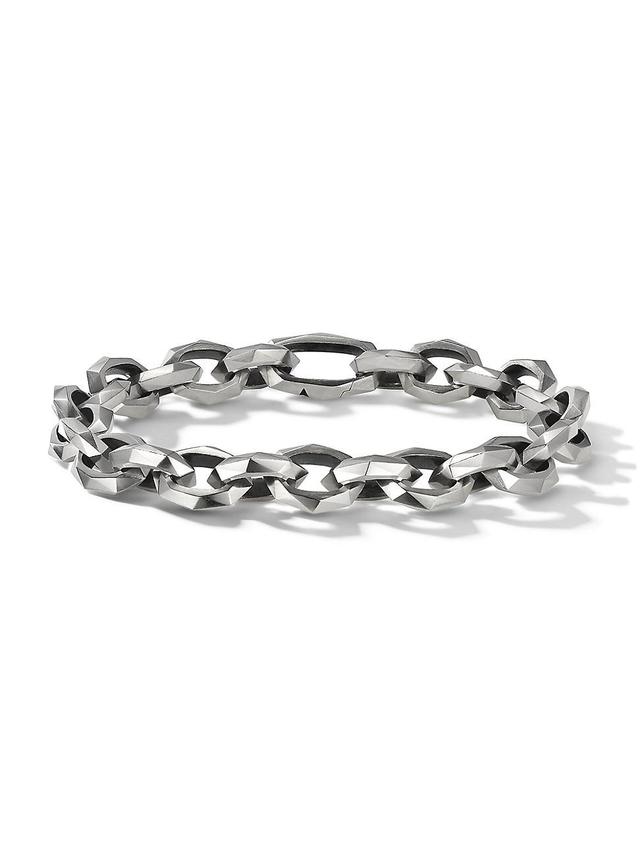 Mens Torqued Faceted Chain Link Bracelet in Sterling Silver Product Image