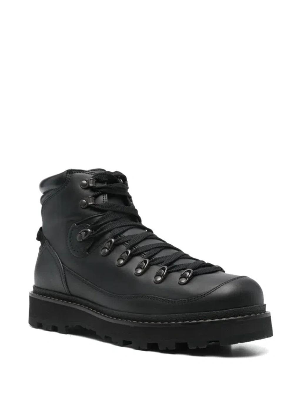 MONCLER Leather Boots Metal Eyelets In Black Product Image