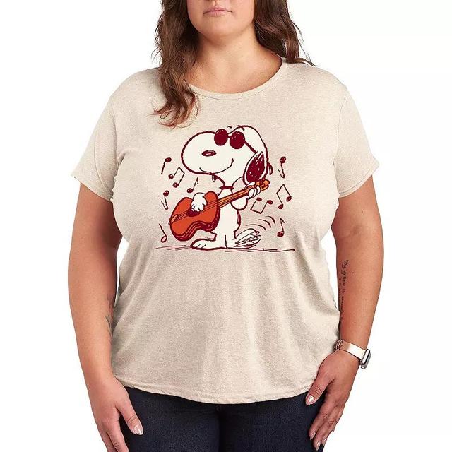 Plus Peanuts Snoopy Joe Cool Guitar Graphic Tee, Womens Grey Gray Product Image