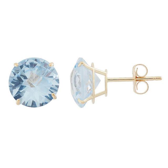 Designs by Gioelli Lab-Created Aquamarine 10k Gold Stud Earrings, Womens, Blue Product Image