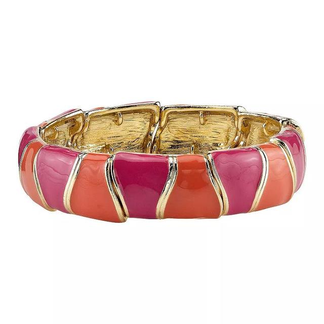 1928 Two Color Enamel Stretch Bracelet, Womens, Pink Product Image