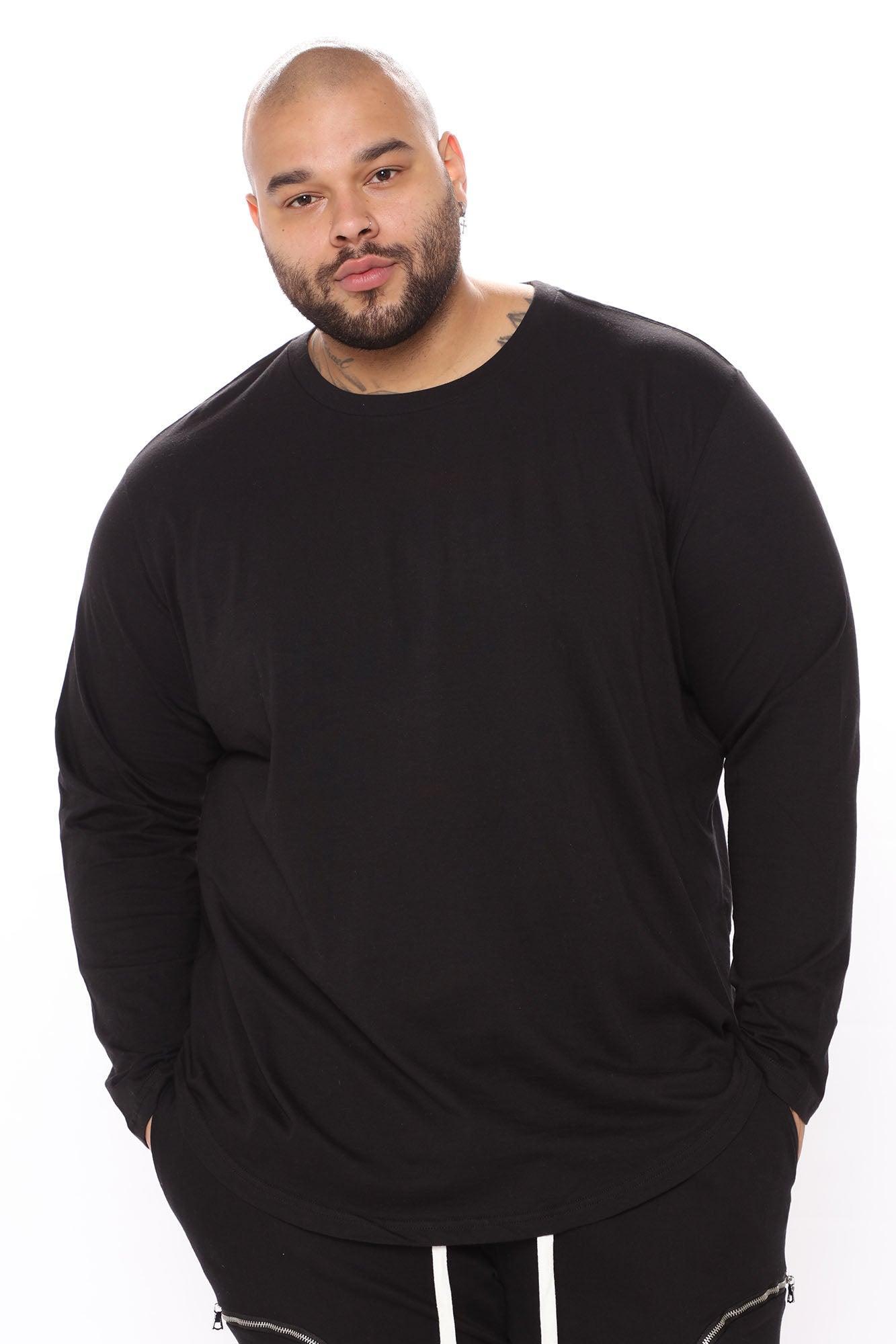 Essential Long Sleeve Scallop Tee - Black Product Image