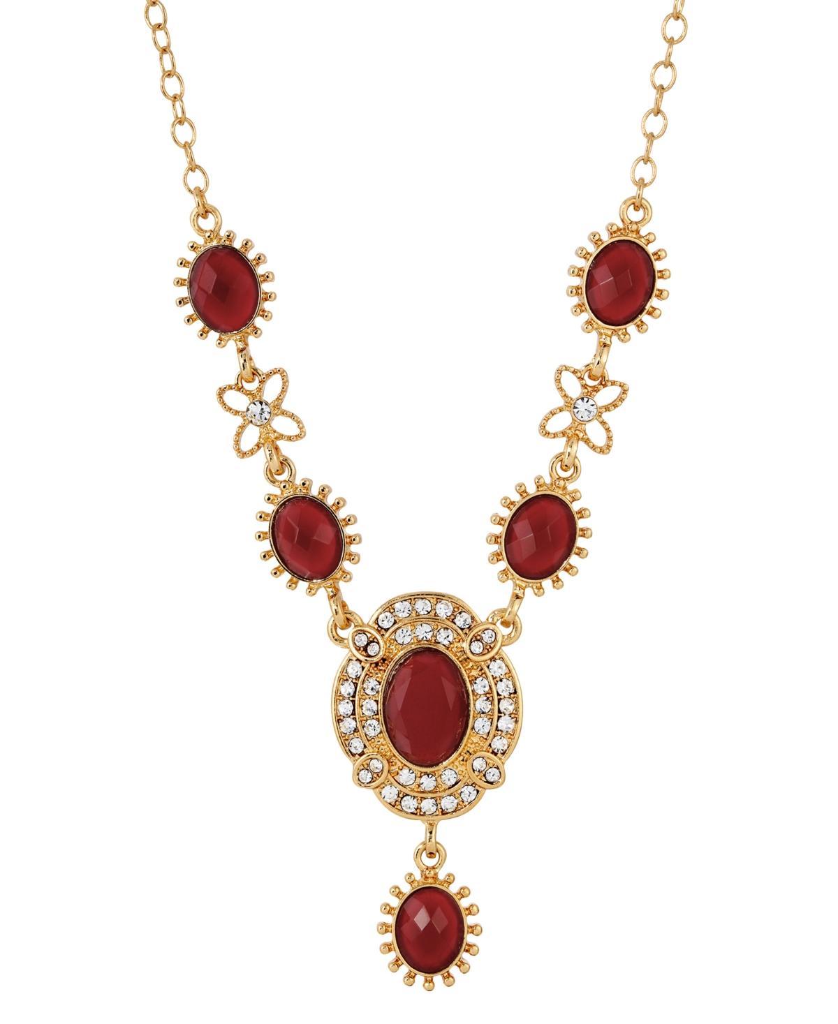 1928 Gold Tone Simulated Crystal Necklace, Womens, Orange Product Image