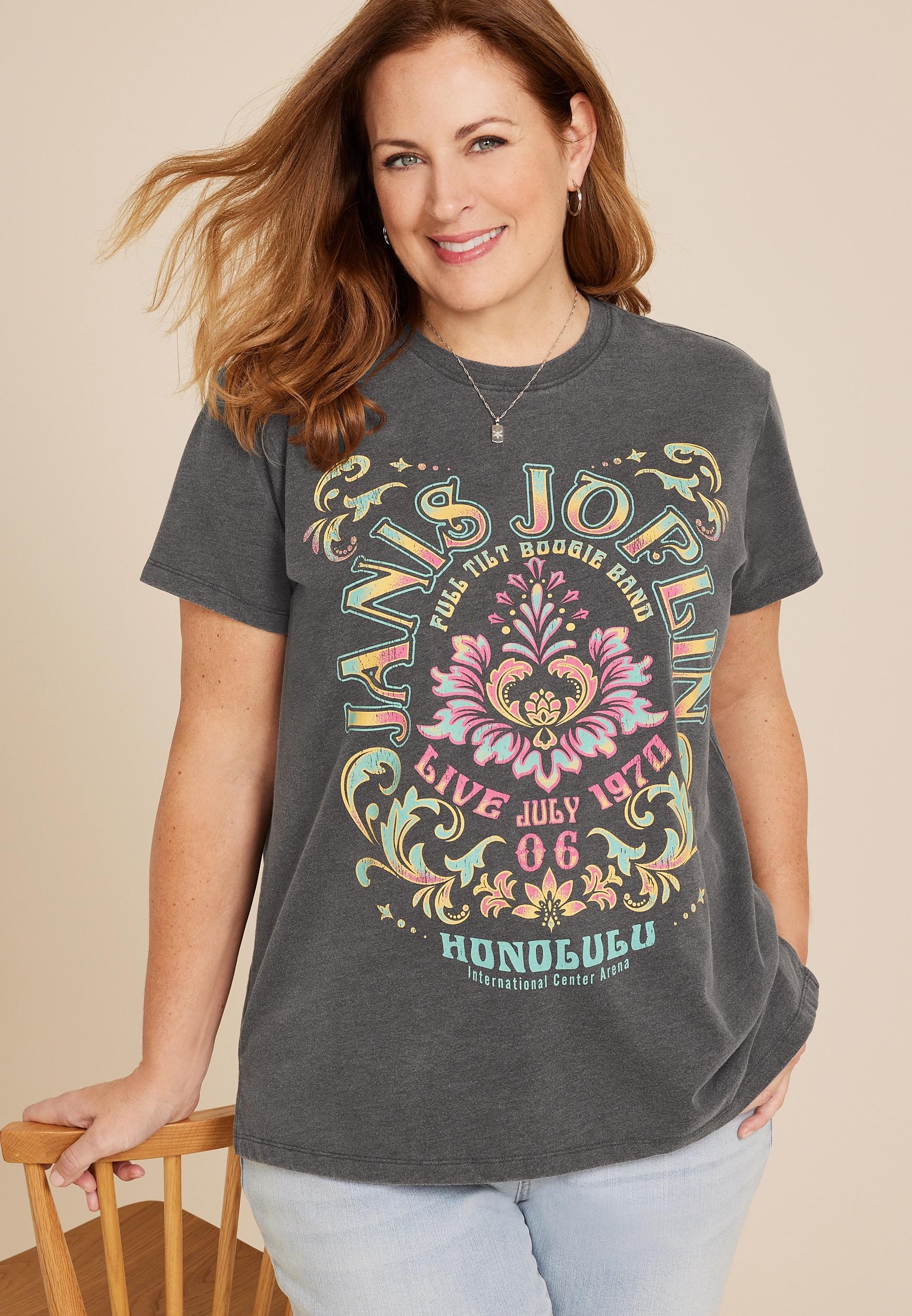 Maurices 1X Plus Size Womens Janis Joplin Relaxed Fit Graphic Tee product image