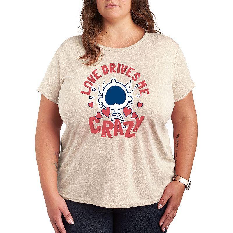 Plus Peanuts Love Drives Me Crazy Graphic Tee, Womens Product Image