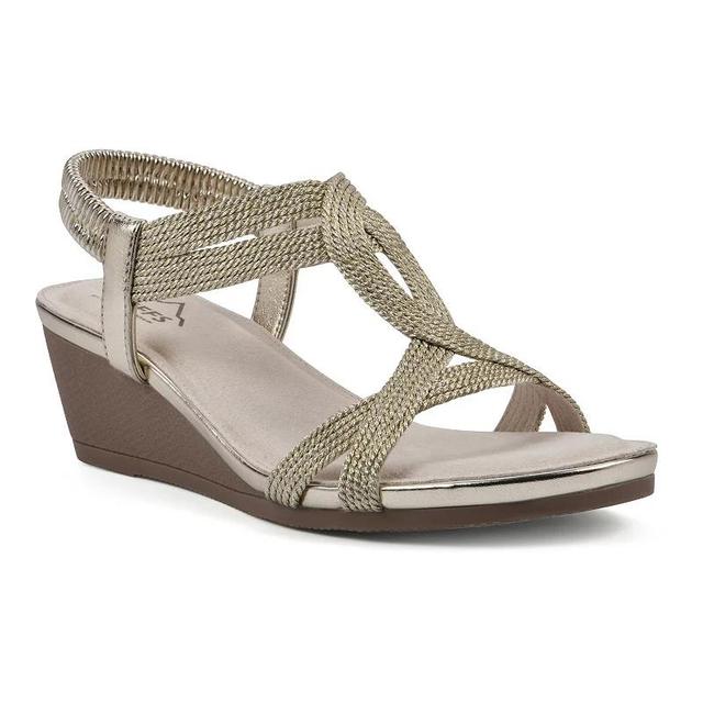 Cliffs by White Mountain Candelle Womens Wedge Sandals Gold Grey Fabric Product Image