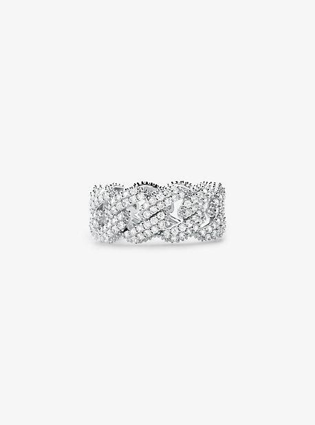 Precious Metal-Plated Sterling Silver Pavé Curb Link Ring Product Image