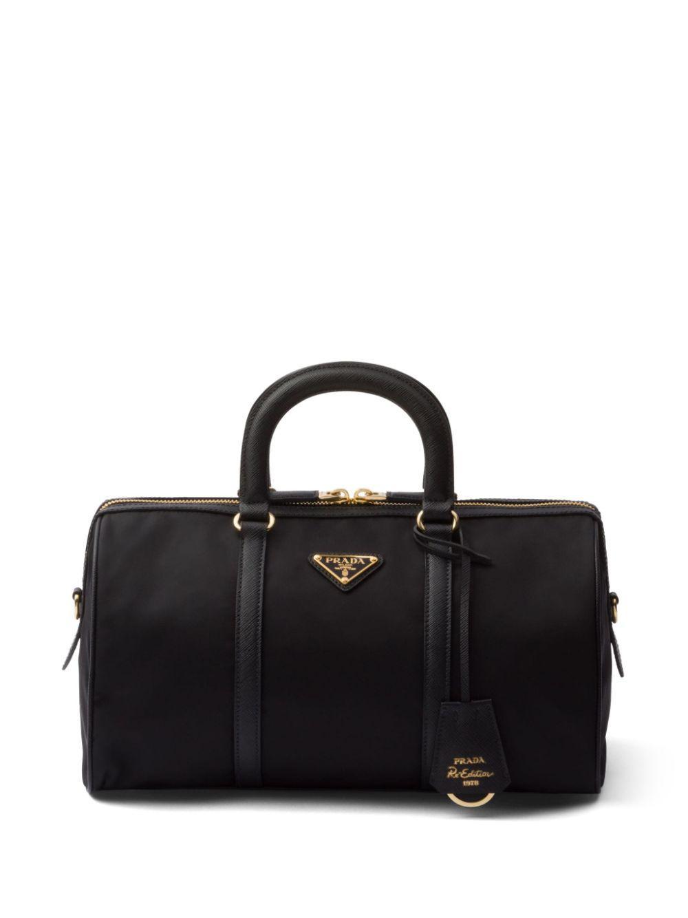 PRADA Women's Re-edition 1978 Medium Re-nylon And Saffiano Leather Top Handle Bag In Black Product Image