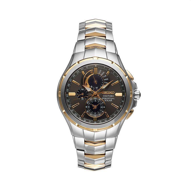 Seiko Mens Coutura Two Tone Stainless Steel Solar Chronograph Watch - SSC376 Gold/Silver Tone Product Image