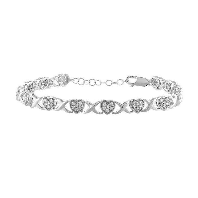 Arctic Clear 14k White Gold 1 1/5 Carat T.W. Round Cut Lab-Grown Diamond Infinity Heart Bracelet, Womens Product Image