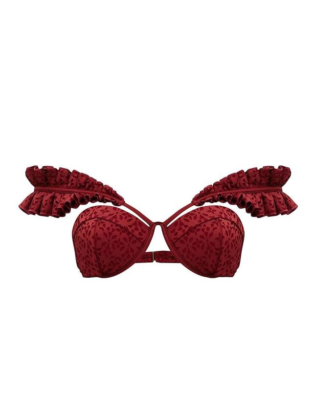 Womens Mulan Ruffled-Strap Bikini Top Product Image