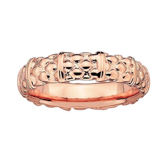 Stacks & Stones 18k Rose Gold Over Silver Textured Stack Ring, Womens Pink Product Image